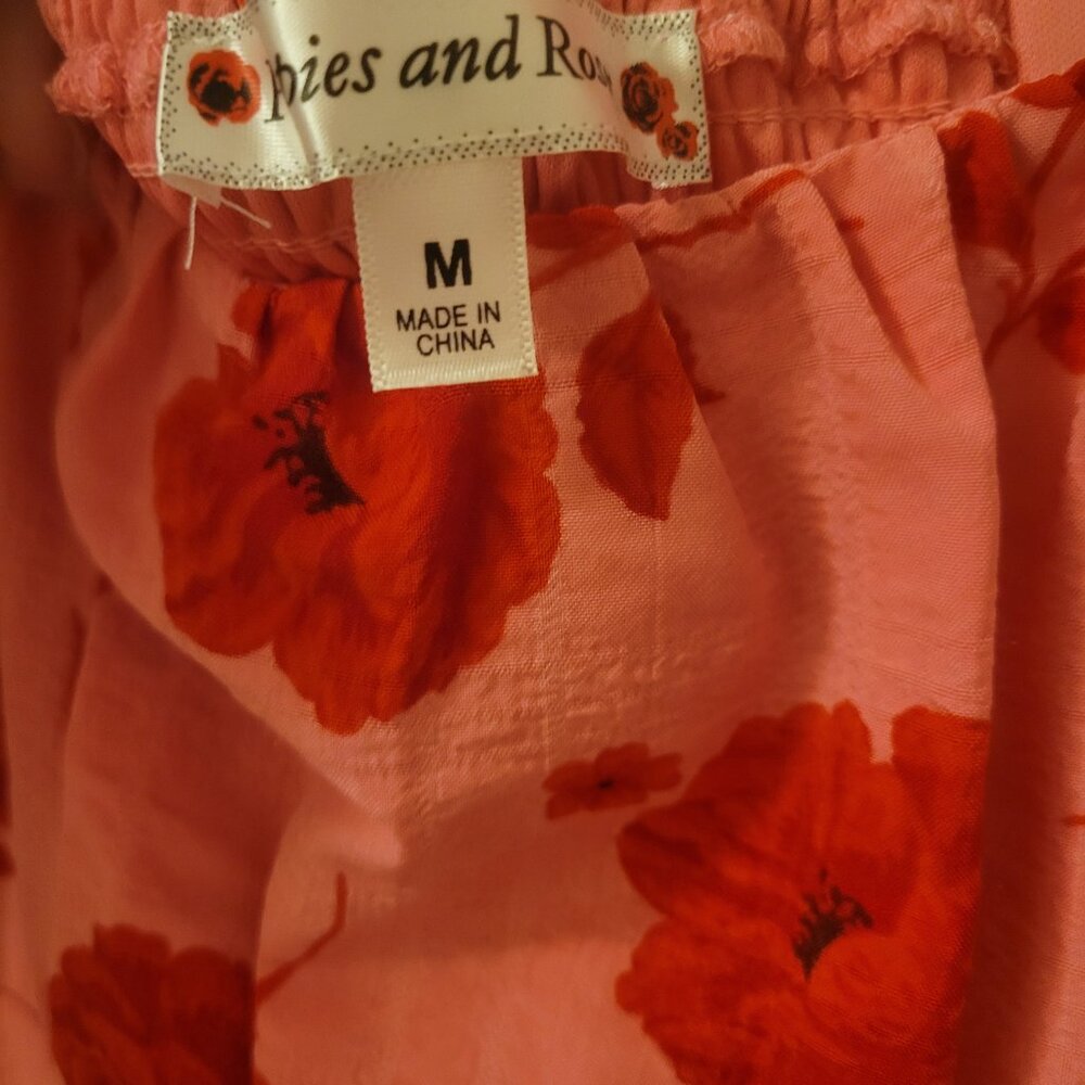 Girl's Poppies and Roses Pink Dress Size M - Picture 2 of 3